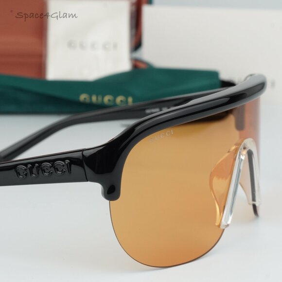 BRAND NEW Gucci GG1645S 005 Black Orange Unisex Mask Sunglasses GG 1645S - Picture 4 of 14